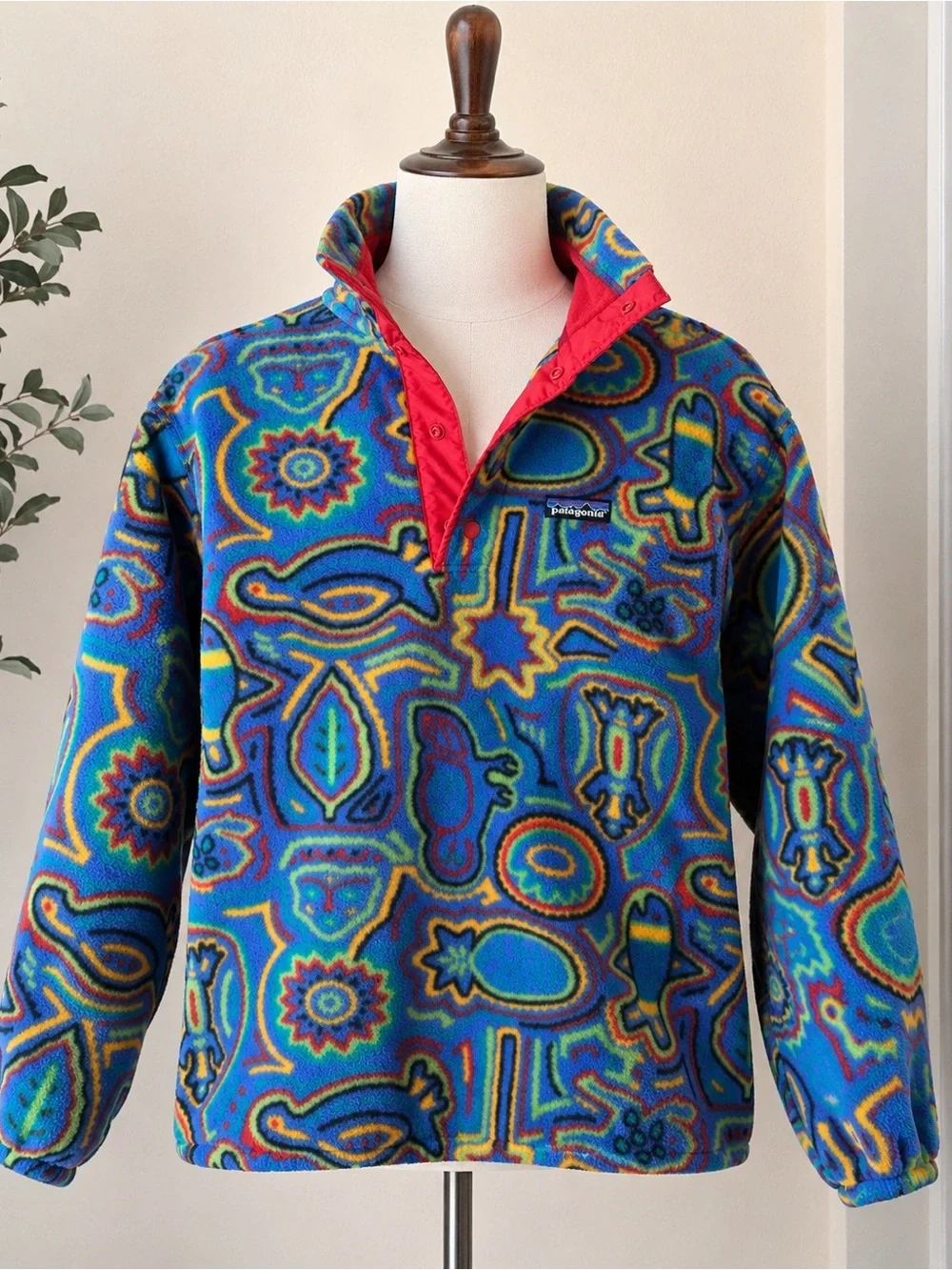 Vintage Patagonia Made in USA Kids 10 Abstract Print Snap Fleece Pullover